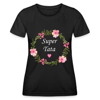 Super tata - T-shirt sport Femme - noir - Devant - AI Model Female 172 light (172cm)