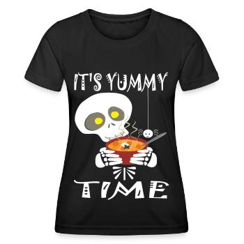 Skellet mit lecker Halloween Kürbis Suppe lustig - Frauen Funktions-T-Shirt - Schwarz - Vorne - AI Model Female 172 light (172cm)
