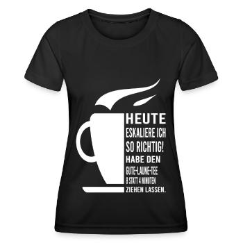 Lustige Designs - heute eskaliere ich - Frauen Funktions-T-Shirt - Schwarz - Vorne - AI Model Female 172 light (172cm)