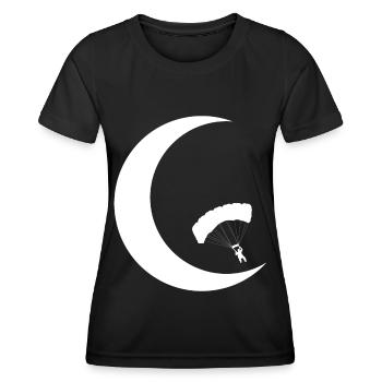 Mondsichel - Gleitschirmfliegen - - Frauen Funktions-T-Shirt - Schwarz - Vorne - AI Model Female 172 light (172cm)