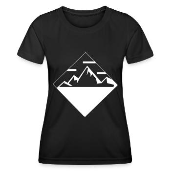 Quadrat - Berg - - Frauen Funktions-T-Shirt - Schwarz - Vorne - AI Model Female 172 light (172cm)