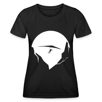 Berg - Gleitschirmfliegen - (14) - Frauen Funktions-T-Shirt - Schwarz - Vorne - AI Model Female 172 light (172cm)