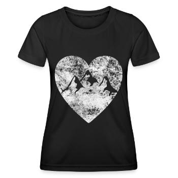 Herz - Berg - (24) - Frauen Funktions-T-Shirt - Schwarz - Vorne - AI Model Female 172 light (172cm)