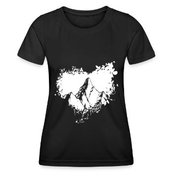 Grunge Heart - Berg - - Frauen Funktions-T-Shirt - Schwarz - Vorne - AI Model Female 172 light (172cm)