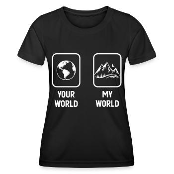 Deine Welt Meine Welt - Berg - - Frauen Funktions-T-Shirt - Schwarz - Vorne - AI Model Female 172 light (172cm)