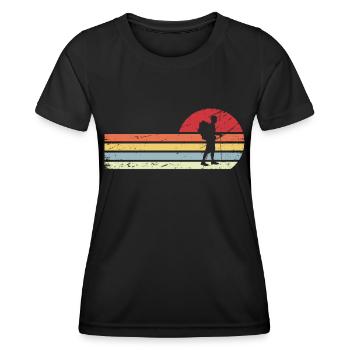 Sun and retro lines - Hiking - - Women's Functional T-Shirt - black - Front - AI Model Female 172 light (172cm)