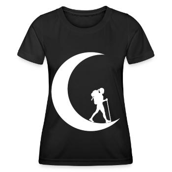 Mondsichel - Weiblich Wandern - - Frauen Funktions-T-Shirt - Schwarz - Vorne - AI Model Female 172 light (172cm)