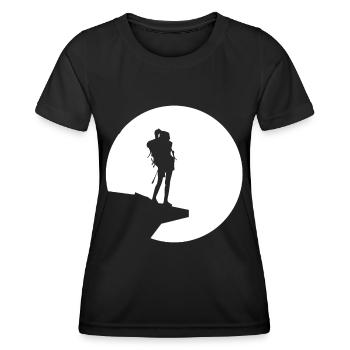 Mond - Wandern - (9) - Frauen Funktions-T-Shirt - Schwarz - Vorne - AI Model Female 172 light (172cm)