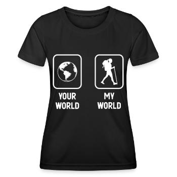 Your World My World - Randonnée féminine - - T-shirt sport Femme - noir - Devant - AI Model Female 172 light (172cm)