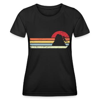 Sun and Retro Lines - Escalade pour femmes - - T-shirt sport Femme - noir - Devant - AI Model Female 172 light (172cm)
