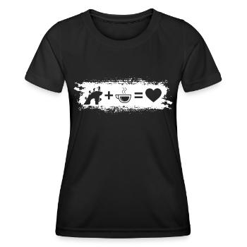 Grunge Rectangle - Heart - Coffee - Climbing - - Women's Functional T-Shirt - black - Front - AI Model Female 172 light (172cm)