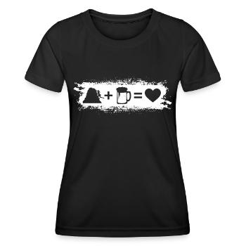 Grunge-Rechteck - Herz - Bier - Klettern - weiblic - Frauen Funktions-T-Shirt - Schwarz - Vorne - AI Model Female 172 light (172cm)