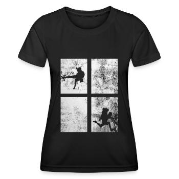 4 Rechteck - Klettern - - Frauen Funktions-T-Shirt - Schwarz - Vorne - AI Model Female 172 light (172cm)