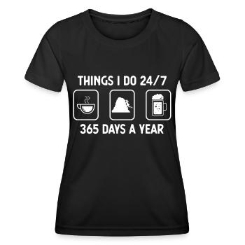 I think 24-7 365 days a year - beer - climbing - Women's Functional T-Shirt - black - Front - AI Model Female 172 light (172cm)