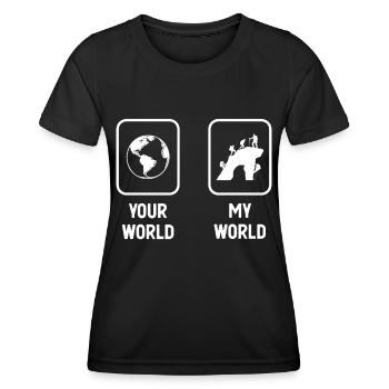 Deine Welt Meine Welt - Klettern - - Frauen Funktions-T-Shirt - Schwarz - Vorne - AI Model Female 172 light (172cm)