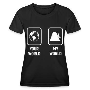 Deine Welt Meine Welt - Frauenklettern - - Frauen Funktions-T-Shirt - Schwarz - Vorne - AI Model Female 172 light (172cm)