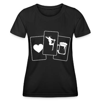 Herz - Bier - Skifahren - - Frauen Funktions-T-Shirt - Schwarz - Vorne - AI Model Female 172 light (172cm)