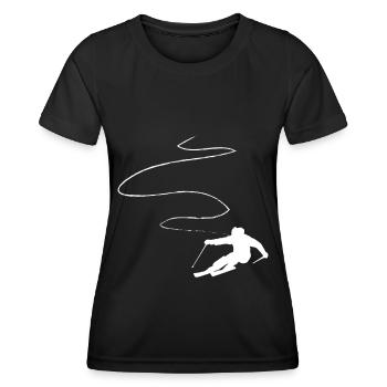 Ligne courbe - Ski - (5) - T-shirt sport Femme - noir - Devant - AI Model Female 172 light (172cm)