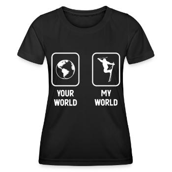 Deine Welt Meine Welt - Skifahren - - Frauen Funktions-T-Shirt - Schwarz - Vorne - AI Model Female 172 light (172cm)