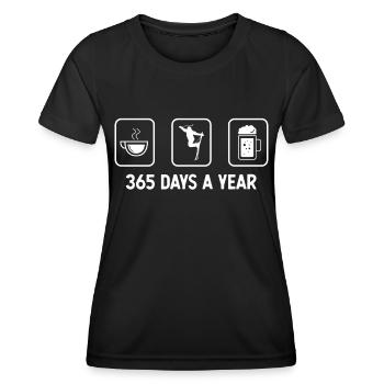 365 Tage im Jahr - Bier - Skifahren - - Frauen Funktions-T-Shirt - Schwarz - Vorne - AI Model Female 172 light (172cm)