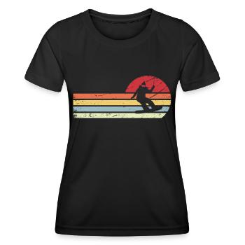 Lignes soleil et rétro - Snowboard pour femme - - T-shirt sport Femme - noir - Devant - AI Model Female 172 light (172cm)