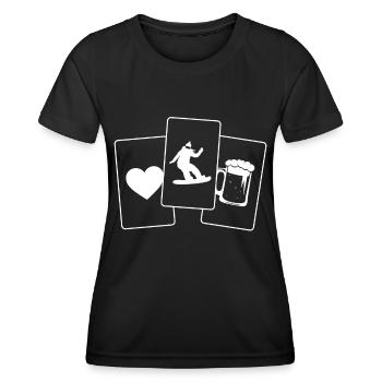 Heart - Beer - Female Snowboarding - Heart - Bie - Women's Functional T-Shirt - black - Front - AI Model Female 172 light (172cm)