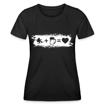 Grunge-Rechteck - Herz - Bier - Snowboarden - Grun - Frauen Funktions-T-Shirt - Schwarz - Vorne - AI Model Female 172 light (172cm)