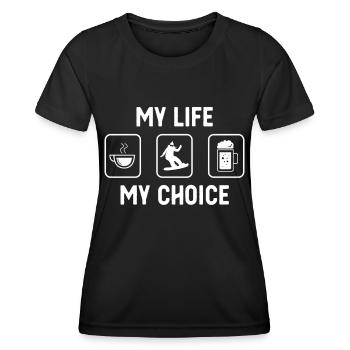 Ma vie Mon choix - Bière - Snowboard féminin - T-shirt sport Femme - noir - Devant - AI Model Female 172 light (172cm)