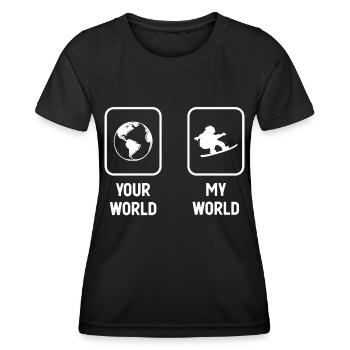 Your World My World - Snowboarding - - Women's Functional T-Shirt - black - Front - AI Model Female 172 light (172cm)