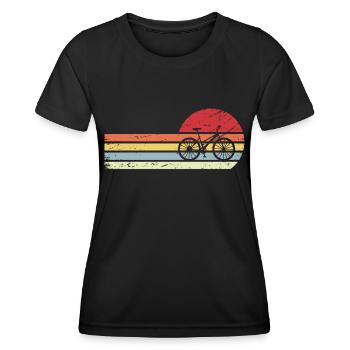 Sun and retro lines - Cycling - - Women's Functional T-Shirt - black - Front - AI Model Female 172 light (172cm)