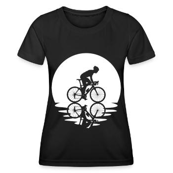 Circle and reflection - Man cycling - - Women's Functional T-Shirt - black - Front - AI Model Female 172 light (172cm)