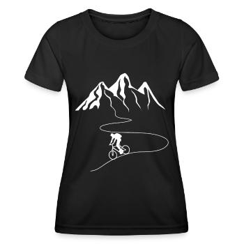 Montagne - Ligne courbe - Cyclisme - - T-shirt sport Femme - noir - Devant - AI Model Female 172 light (172cm)