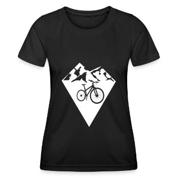 Diamantform - Berg - Radsport - (2) - Frauen Funktions-T-Shirt - Schwarz - Vorne - AI Model Female 172 light (172cm)