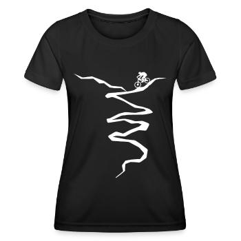 Ligne de courbe - Cyclisme - (5) - T-shirt sport Femme - noir - Devant - AI Model Female 172 light (172cm)