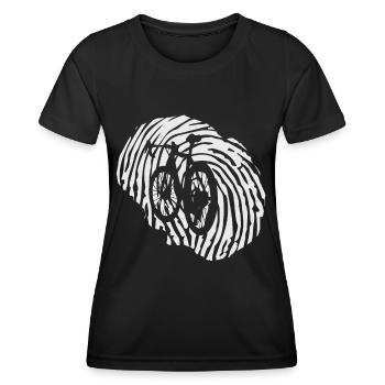 Fingerabdruck - Radfahren - (3) - Frauen Funktions-T-Shirt - Schwarz - Vorne - AI Model Female 172 light (172cm)