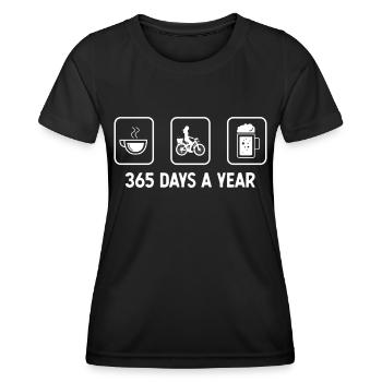 365 Tage im Jahr - Bier - Frau Radfahren - - Frauen Funktions-T-Shirt - Schwarz - Vorne - AI Model Female 172 light (172cm)