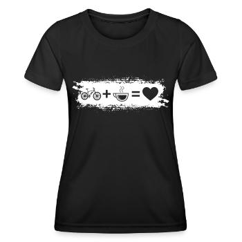 Grunge Rectangle - Herz - Kaffee - E-Bike - - Frauen Funktions-T-Shirt - Schwarz - Vorne - AI Model Female 172 light (172cm)