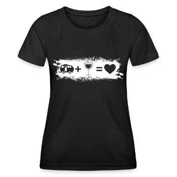 Grunge Rectangle - Heart - Wine - Camping Caravan - Women's Functional T-Shirt - black - Front - AI Model Female 172 light (172cm)