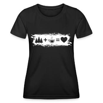 Grunge-Rechteck - Herz - Kaffee - Bäume - - Frauen Funktions-T-Shirt - Schwarz - Vorne - AI Model Female 172 light (172cm)