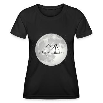 pleine lune - tente de camping - - T-shirt sport Femme - noir - Devant - AI Model Female 172 light (172cm)