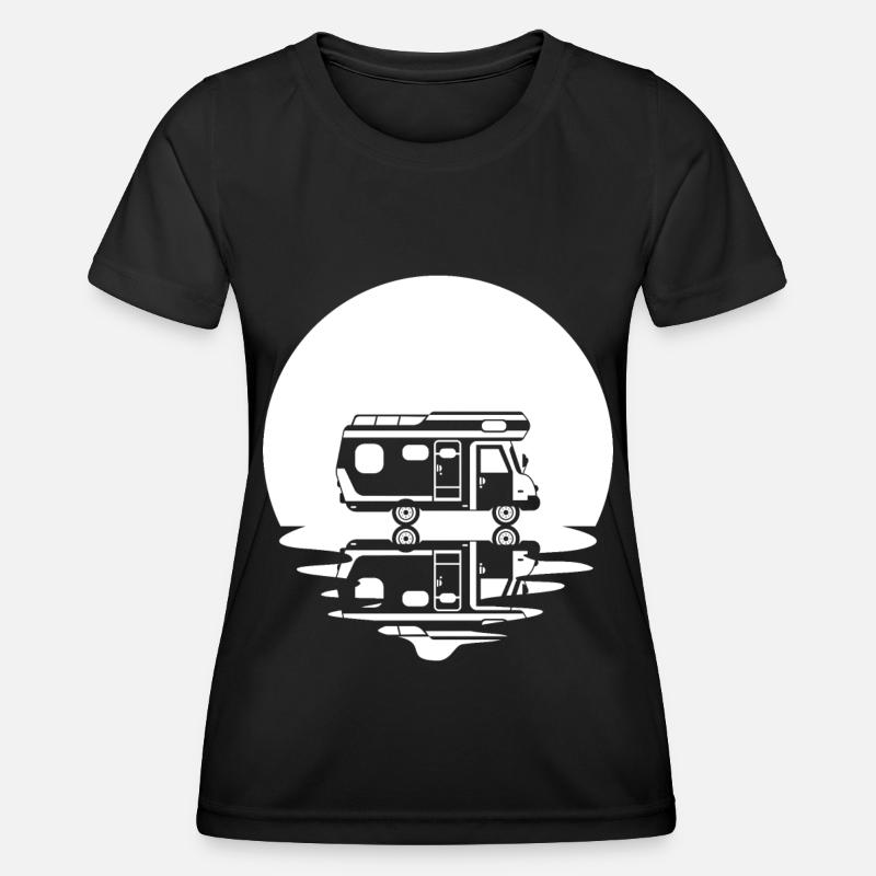 Circle and Reflection - Camping Van - - Women's Functional T-Shirt - black