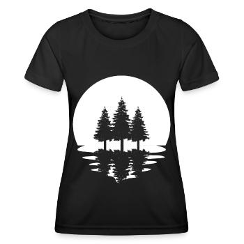 Kreis und Spiegelung - Bäume - - Frauen Funktions-T-Shirt - Schwarz - Vorne - AI Model Female 172 light (172cm)