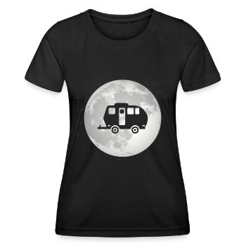 Full Moon - Camping Caravans - - Women's Functional T-Shirt - black - Front - AI Model Female 172 light (172cm)