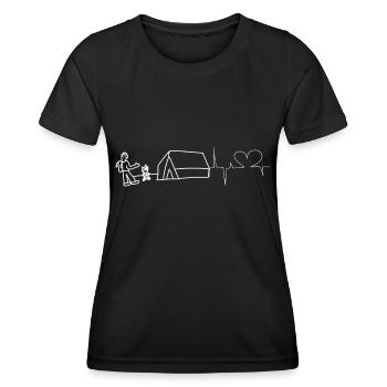 Herzschlag - Herz - Wohnwagen - (3) - Frauen Funktions-T-Shirt - Schwarz - Vorne - AI Model Female 172 light (172cm)