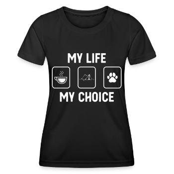 Mein Leben Meine Wahl - Hundepfote - Camping-Zelt - Frauen Funktions-T-Shirt - Schwarz - Vorne - AI Model Female 172 light (172cm)
