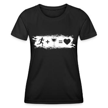 Grunge Rectangle - Herz - Wein - Weiblich Laufen - - Frauen Funktions-T-Shirt - Schwarz - Vorne - AI Model Female 172 light (172cm)