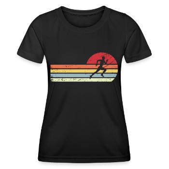 Sun and retro lines - Running - - Women's Functional T-Shirt - black - Front - AI Model Female 172 light (172cm)