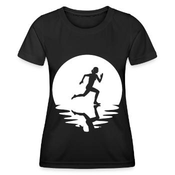 Cercle et réflexion - Course à pied féminine - - T-shirt sport Femme - noir - Devant - AI Model Female 172 light (172cm)