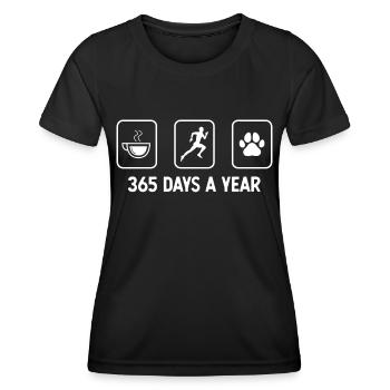 365 jours par an - Patte de chien - Course à pied - - T-shirt sport Femme - noir - Devant - AI Model Female 172 light (172cm)