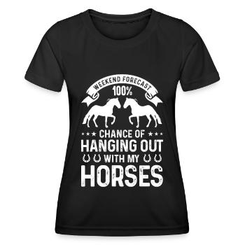 Prévisions week-end 100 chances avec mes chevaux - T-shirt sport Femme - noir - Devant - AI Model Female 172 light (172cm)
